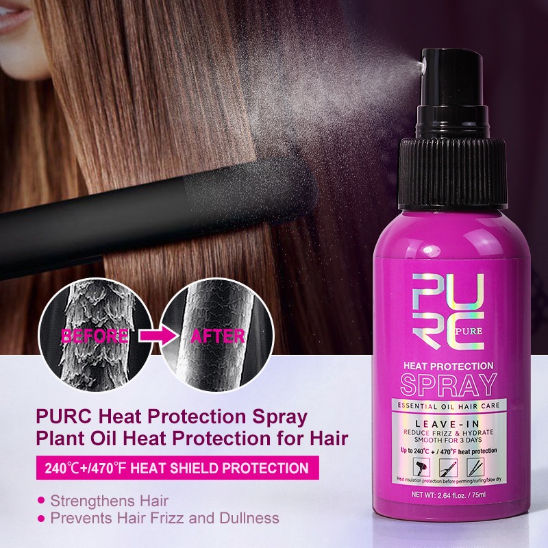 【現貨】PURC 隔熱護髮精油噴霧 75ml 240℃高溫防護 免洗保濕防毛躁 3 天持久柔順 吹燙染受損髮專用
